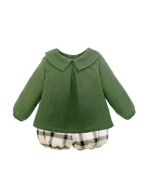 conjunto bebe camisa verde bombacho cuadros